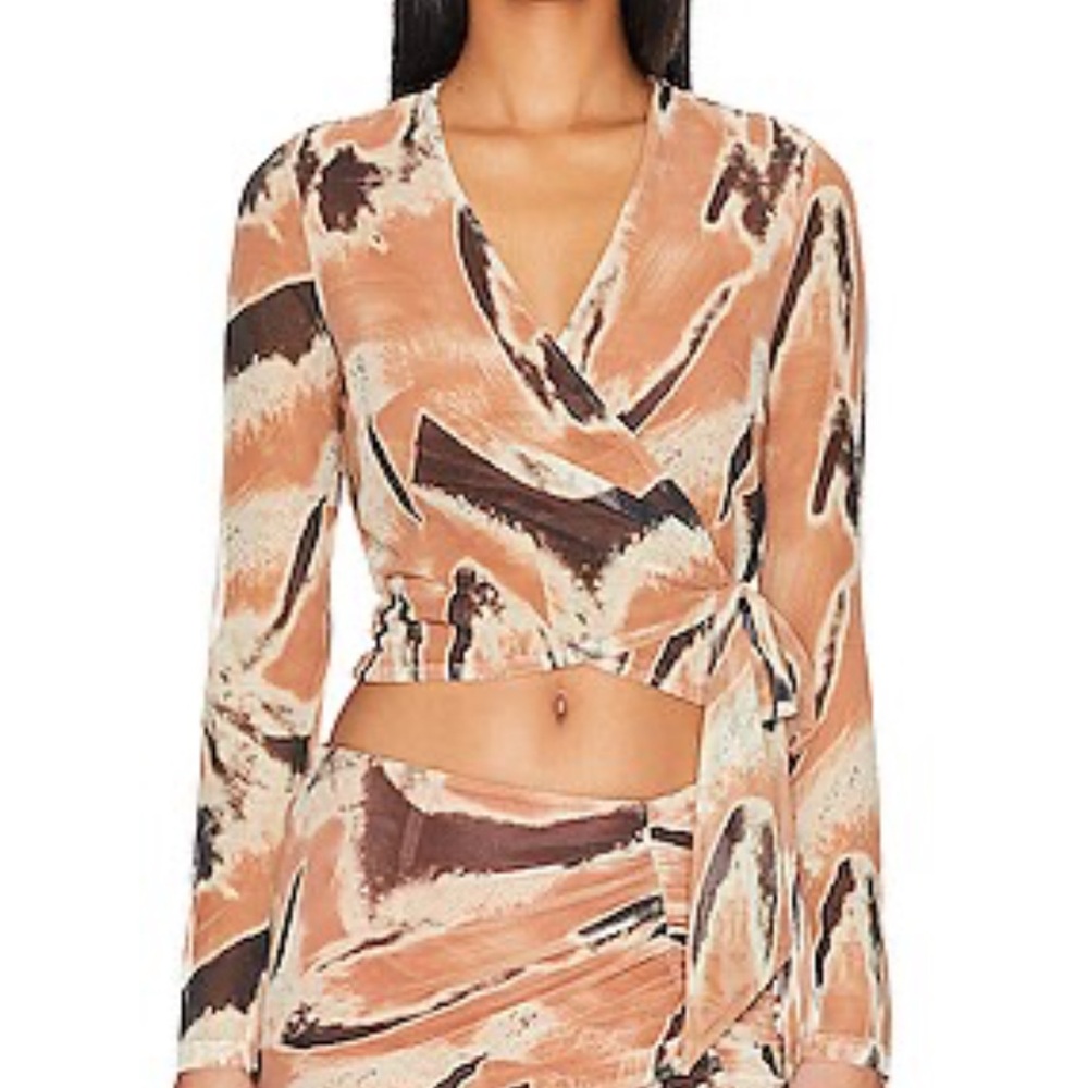 Jonathan Simkhai Tobias Wrap Top in soft Clay